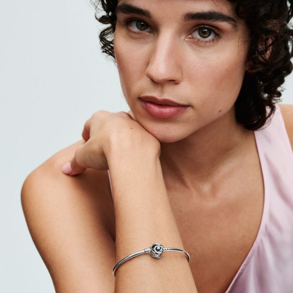 NWT (Box) Pandora Moments Encircled Clasp Bangle Sterling Silver 6.7 in - Picture 3 of 13